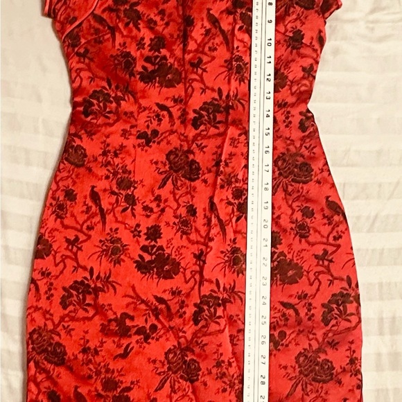 Vintage 90's Style Y2K Cheongsam Chinese Red & Black Satin Dress 100% Silk - Picture 12 of 16